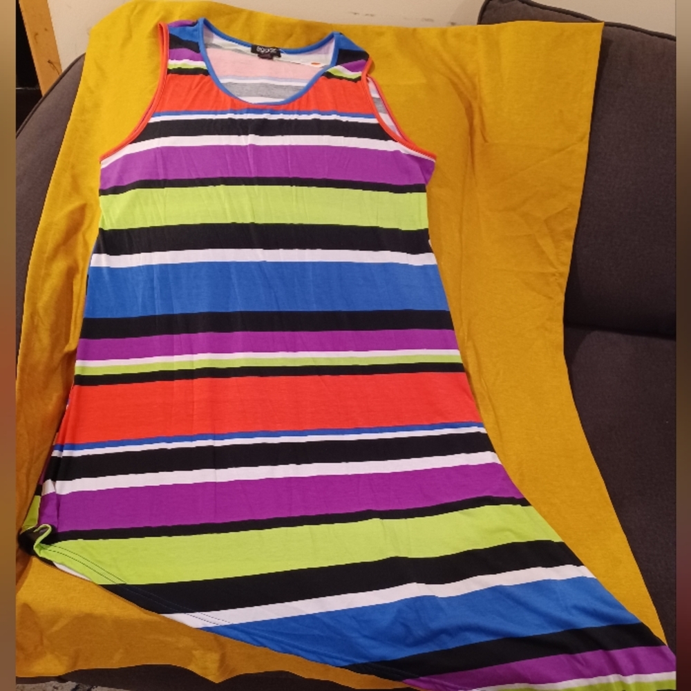 NWT Rouge collection colorful stripe asymmetrical sundress sz 4X (070824D)